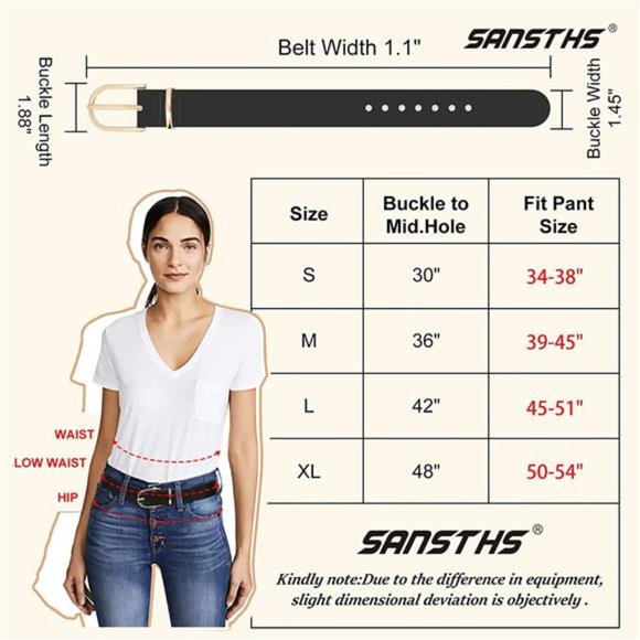 SANSTHS Women Leather belt Faux leather Chic Belt for Jeans Solid Color main image 2